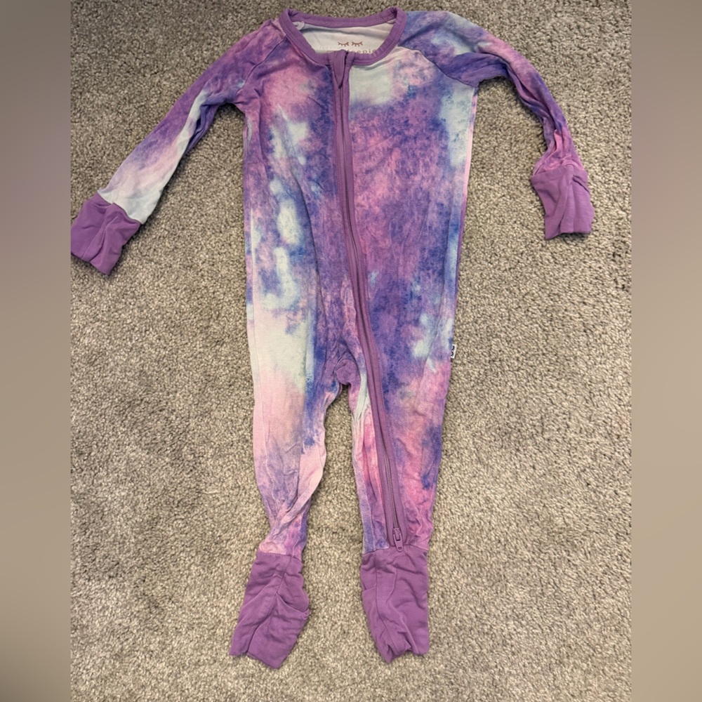 Little Sleepies Purple and Pink Tie-Dye Footies